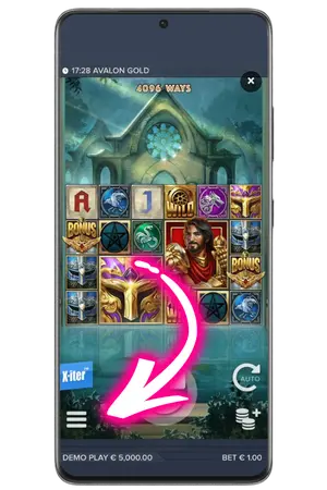 Um das Avalon Gold-Menü zu öffnen, wählen Sie das entsprechende Symbol in der unteren linken Ecke aus